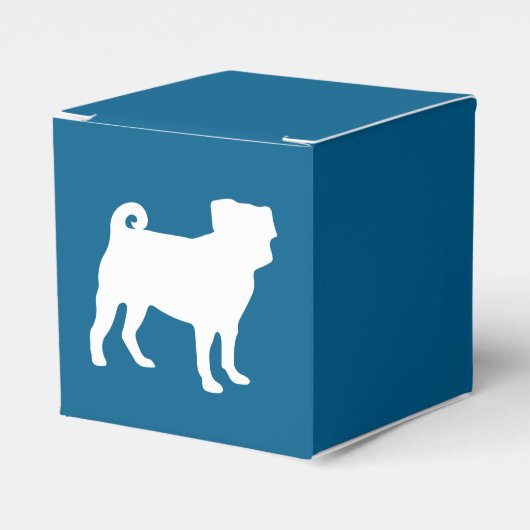 Pug Party Blue Theme Celebration Bedankdoosjes (Voorkant Zijde)