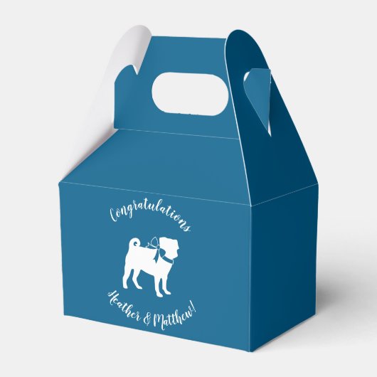Pug Party Blue Theme Celebration Bedankdoosjes (Voorkant Zijde)