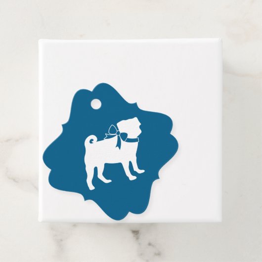 Pug Party Blue Theme Celebration Bedankjes Labels (In situ)