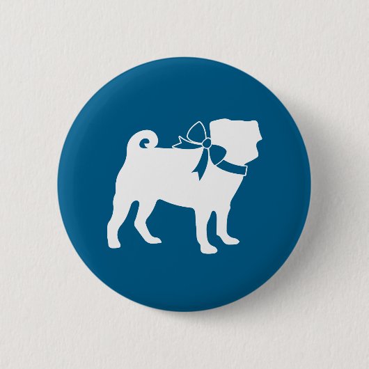 Pug Party Blue Theme Celebration Ronde Button 5,7 Cm (Voorkant)