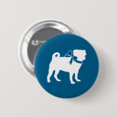 Pug Party Blue Theme Celebration Ronde Button 5,7 Cm (Voorkant /achterkant)