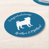 Pug Party Blue Theme Celebration Ronde Kartonnen Onderzetter (Gebogen)