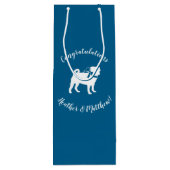 Pug Party Blue Theme Celebration Wijn Cadeautas (Achterkant)