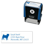 Pug Party Blue Theme Celebration Zelfinktende Stempel (In situ)