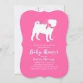 Pug Party Hond Baby shower Puppy Roze Meisje Kaart (Voorkant)