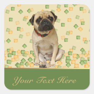 Pug Party in Hand geschilderde aarde tinten Vierkante Sticker