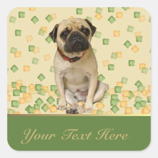 Pug Party in Hand geschilderde aarde tinten Vierkante Sticker