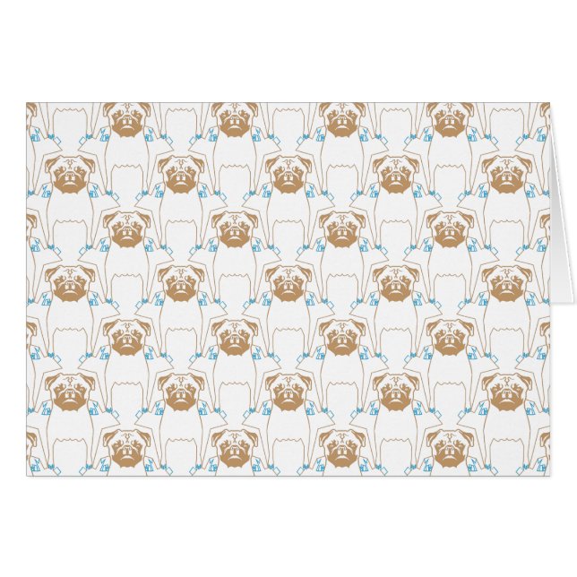 Pug Pattern blauw (Voorkant Horizontaal)