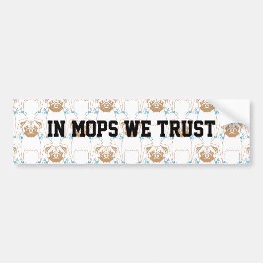 Pug Pattern blauw Bumpersticker (Voorkant)