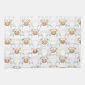 Pug Pattern blauw Theedoek (Horizontaal)