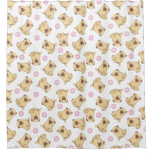 Pug Pattern Shower Curtain Douchegordijn