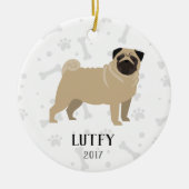 Pug Personalized Dog kerstversiering Keramisch Ornament (Voorkant)