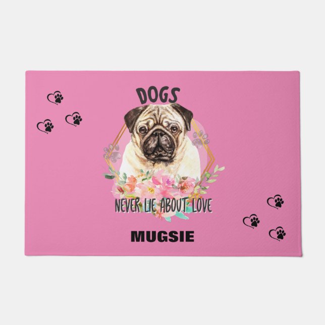 "PUG" PERSONALIZED DOORMAT DEURMAT (Voorkant)