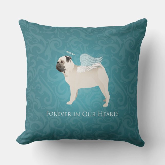Pug Pet Memorial - Pug Angel Kussen (Voorkant)