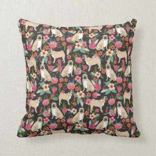 Pug pet portret douane spring floral pugs kussen