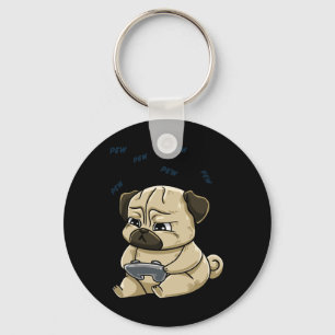 Pug Pew Gamepad Schattigee kookplaat Sleutelhanger