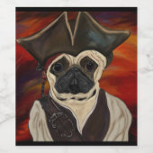 Pug Piraat Wijn Etiket (Enkel label)