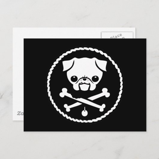 Pug Pirate Briefkaart (Voorkant / Achterkant)