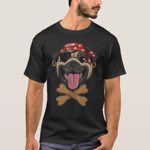 Pug Pirate Dog Halloween Jolly Roger Dog T-shirt
