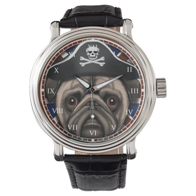 Pug Pirate horloge (Voorkant)
