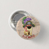 Pug Pirate Ronde Button 3,2 Cm (Voorkant /achterkant)