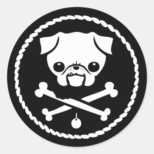 Pug Pirate Ronde Sticker (Voorkant)
