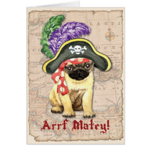 Pug Pirate Wenskaart