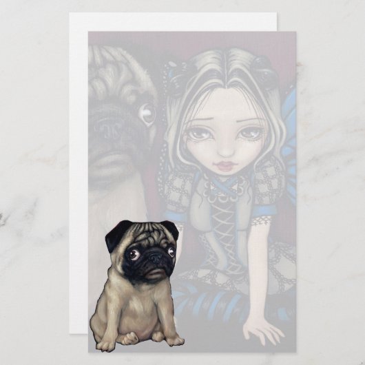 "Pug Pixie" bankierwerk Briefpapier (Voorkant / Achterkant)