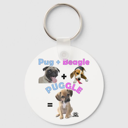 Pug Plus Beagle Sleutelhanger (Voorkant)