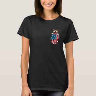 Pug Pocket 4 juli Amerikaanse vlag Grappige Patrio T-shirt