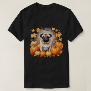 Pug Pompoen Thanksgiving Herfst Halloween Hondenli T-shirt
