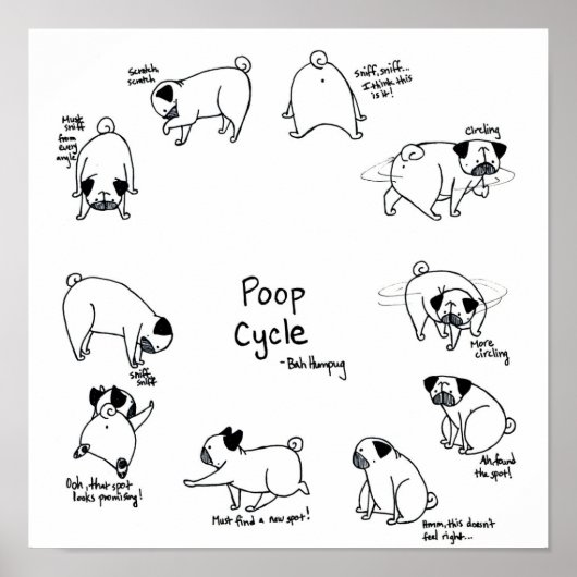 Pug Poop Cyclus Poster (Voorkant)