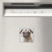 Pug Portrait Magneet (Insitu (Vaatwasser))
