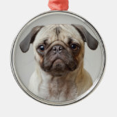 Pug Portrait Metalen Ornament (Voorkant)