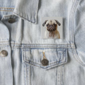 Pug Portrait Vierkante Button 5,1 Cm (In situ)