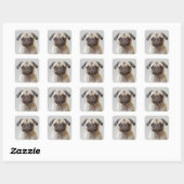 Pug Portrait Vierkante Sticker (Vel)