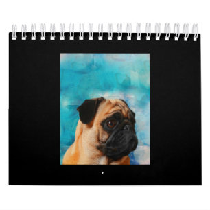 Pug Portret Schattige Pug Gezicht Pug Lover Kalender