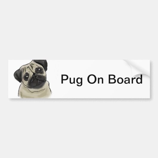 Pug portrettekening bumpersticker (Voorkant)