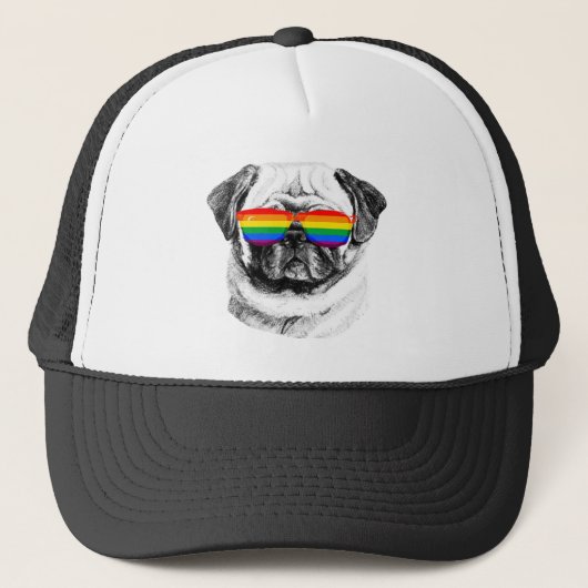 Pug Pride Sunbribril Trucker Pet (Voorkant)