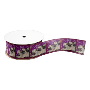 Pug puppies Fuscia 1,5-inch aardkorrellint Grosgrain Lint