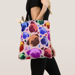 Pug Puppies Hond PopArt Retro Stijl Draagtas