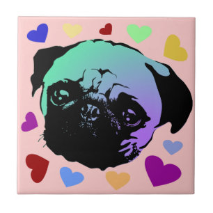 Pug Puppies Hond PopArt Retro Stijl Tegeltje