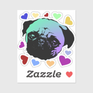 Pug Puppies PopArt Retro Stijl Sticker