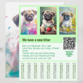 Pug puppies te koop flyer sjabloon QR code (Voorkant / Achterkant)