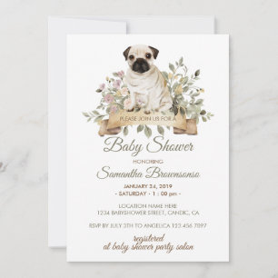 Pug Puppy Baby Shower Kaart
