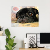 Pug Puppy Black Face Poster (Thuiskantoor)