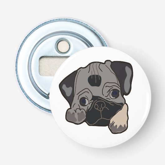 PUG PUPPY BUTTON FLESOPENER (Voorkant)