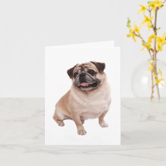 Pug Puppy Dog Blank Greeting Note Kaart (Gele Bloem)
