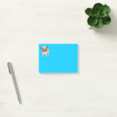 Pug Puppy Dog Cartoon Grafische blauwe notities Post-it® Notes (Kantoor)
