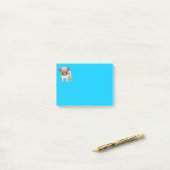 Pug Puppy Dog Cartoon Grafische blauwe notities Post-it® Notes (Op bureau)
